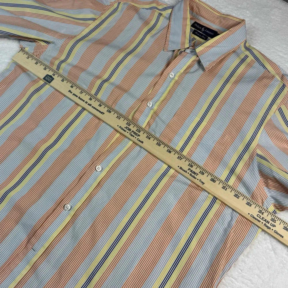 Polo Ralph Lauren Button Down Shirt Mens XL 17.5 Multi Color Striped Made Italy‎